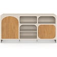 ID MARKET - Buffet 160 cm ATHENA 2 portes avec 4 niches design organique beige et effet bois - vignette