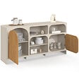 ID MARKET - Buffet 160 cm ATHENA 2 portes avec 4 niches design organique beige et effet bois - vignette