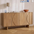 ID MARKET - Buffet 160 cm ARVIN 4 portes avec reliefs arrondis bois clair - vignette