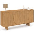 ID MARKET - Buffet 160 cm ARVIN 4 portes avec reliefs arrondis bois clair - vignette