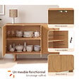 ID MARKET - Buffet 160 cm ARVIN 4 portes avec reliefs arrondis bois clair - vignette