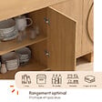 ID MARKET - Buffet 160 cm ARVIN 4 portes avec reliefs arrondis bois clair - vignette