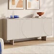 ID MARKET - Buffet 160 cm ARVIN 4 portes avec reliefs arrondis bois coloris beige - vignette