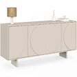 ID MARKET - Buffet 160 cm ARVIN 4 portes avec reliefs arrondis bois coloris beige - vignette