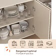 ID MARKET - Buffet 160 cm ARVIN 4 portes avec reliefs arrondis bois coloris beige - vignette