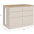 ID MARKET - Ilot central mange-debout ORSO 120 cm casserolier 6 tiroirs beige et plateau effet bois - vignette