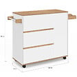 ID MARKET - Desserte de cuisine COMI XXL avec 3 tiroirs casserolier et placard blanc et plateau façon hêtre L. 90 cm - vignette
