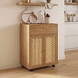 ID MARKET - Desserte de cuisine HANAE tiroir effet bois et placard en cannage L.60 cm - vignette