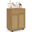 ID MARKET - Desserte de cuisine HANAE tiroir effet bois et placard en cannage L.60 cm - vignette