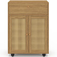 ID MARKET - Desserte de cuisine HANAE tiroir effet bois et placard en cannage L.60 cm - vignette