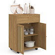 ID MARKET - Desserte de cuisine HANAE tiroir effet bois et placard en cannage L.60 cm - vignette