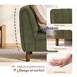 ID MARKET - Fauteuil HECTOR tissu chenille vert et pieds arrondis effet noyer - vignette