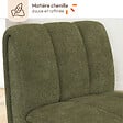 ID MARKET - Fauteuil HECTOR tissu chenille vert et pieds arrondis effet noyer - vignette