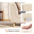 ID MARKET - Fauteuil HECTOR tissu bouclette beige et pieds arrondis effet bois - vignette