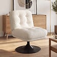 ID MARKET - Fauteuil pivotant ALFRED en velours côtelé beige pied tulipe métal noir - vignette