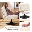 ID MARKET - Fauteuil pivotant ALFRED en velours côtelé beige pied tulipe métal noir - vignette