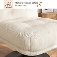 ID MARKET - Fauteuil pivotant ALFRED en velours côtelé beige pied tulipe métal noir - vignette