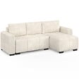 ID MARKET - Canapé d'angle convertible 4 places NUAGE 240 cm avec coffre de rangement en tissu chenille crème - vignette
