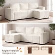 ID MARKET - Canapé d'angle convertible 4 places NUAGE 240 cm avec coffre de rangement en tissu chenille crème - vignette