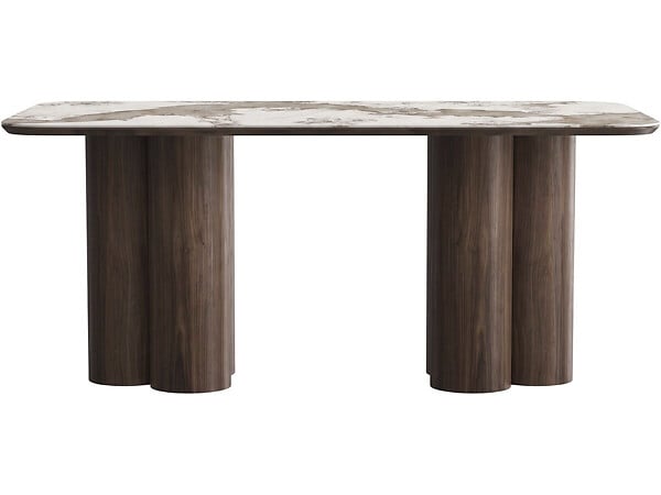 HABITAT ET JARDIN - Table repas en bois avec plateau en céramique "Zora" - 6 places - Marron - large