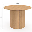 ID MARKET - Table à manger ronde JULIETTE 6 personnes pied central effet lattes 110 cm - vignette