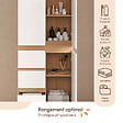 ID MARKET - Meuble armoire colonne salle de bain TOMI 3 portes et 3 tiroirs façon hêtre et blanc - vignette