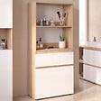 ID MARKET - Meuble armoire salle de bain TOMI 2 portes et 1 tiroir avec étagères façon hêtre et blanc - vignette