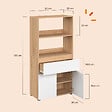 ID MARKET - Meuble armoire salle de bain TOMI 2 portes et 1 tiroir avec étagères façon hêtre et blanc - vignette
