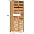 ID MARKET - Meuble armoire colonne salle de bain bambou BEA 4 portes avec 2 paniers à linge amovibles 1 tiroir - vignette