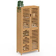 ID MARKET - Meuble armoire colonne salle de bain bambou BEA 3 portes et 3 tiroirs - vignette
