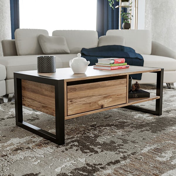 HABITAT ET JARDIN - Table basse en bois "Haldizen" - 105 x 55 x 40 cm - Marron - large