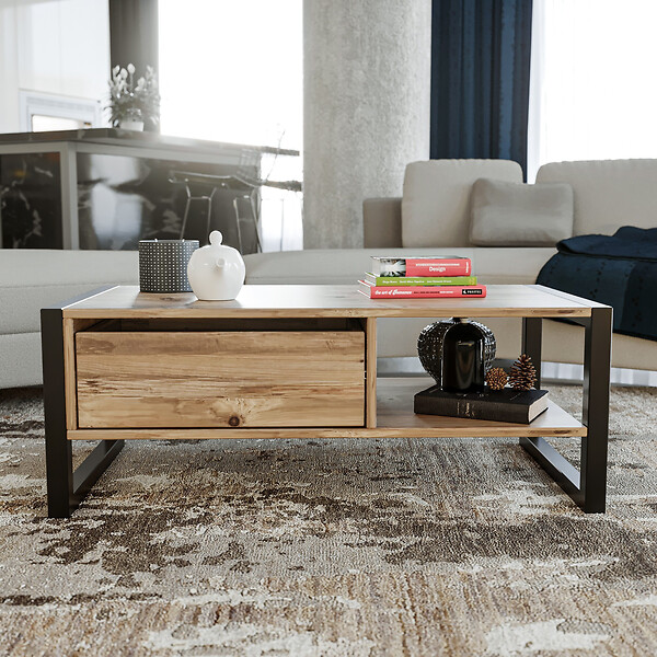 HABITAT ET JARDIN - Table basse en bois "Haldizen" - 105 x 55 x 40 cm - Marron - large