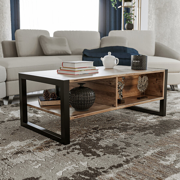 HABITAT ET JARDIN - Table basse en bois "Haldizen" - 105 x 55 x 40 cm - Marron - large