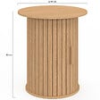 ID MARKET - Table d'appoint ronde, bout de canapé, table de chevet JULIETTE 45 cm avec rangement intérieur lattes tasseau bois coloris chêne - vignette