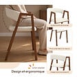 ID MARKET - Lot de 6 chaises CAMILLE en métal effet noyer et tissu bouclette avec accoudoirs - vignette