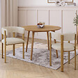 ID MARKET - Lot de 2 chaises, fauteuils de table NELLA en tissu chenille beige pour salle à manger - vignette