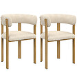 ID MARKET - Lot de 2 chaises, fauteuils de table NELLA en tissu chenille beige pour salle à manger - vignette