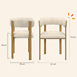 ID MARKET - Lot de 2 chaises, fauteuils de table NELLA en tissu chenille beige pour salle à manger - vignette