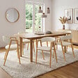 ID MARKET - Lot de 6 chaises CAMILLE en métal effet bois et tissu beige avec accoudoirs - vignette