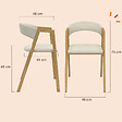 ID MARKET - Lot de 6 chaises CAMILLE en métal effet bois et tissu beige avec accoudoirs - vignette
