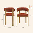 ID MARKET - Lot de 2 chaises, fauteuils de table NELLA en tissu chenille terracotta pour salle à manger - vignette