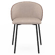 ID MARKET - Lot de 4 chaises PENNY en tissu taupe et dossier effet noyer pour salle à manger - vignette