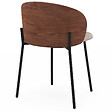 ID MARKET - Lot de 4 chaises PENNY en tissu taupe et dossier effet noyer pour salle à manger - vignette