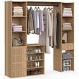 ID MARKET - Dressing extensible double XXL JULIETTE 120/180 cm effet lattes tasseau bois avec tiroirs + étagères + penderie - vignette
