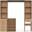 ID MARKET - Dressing extensible double XXL JULIETTE 120/180 cm effet lattes tasseau bois avec tiroirs + étagères + penderie - vignette