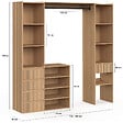 ID MARKET - Dressing extensible double XXL JULIETTE 120/180 cm effet lattes tasseau bois avec tiroirs + étagères + penderie - vignette