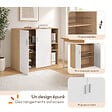 ID MARKET - Armoire basse de bureau MARIA 2 portes et étagères bois et blanc - vignette