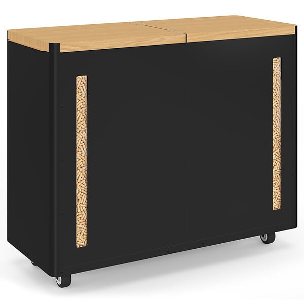 ID MARKET - Double réservoir à granulés 60 kg noir et bois rangement à pellets et accessoires 73 x 30 x 60 cm - large