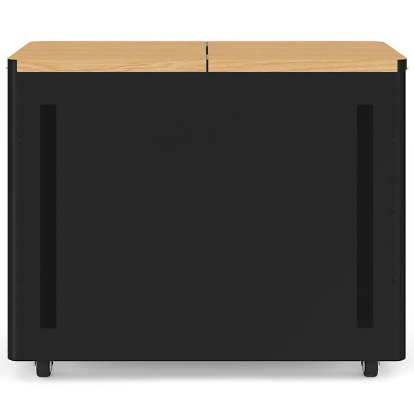 ID MARKET - Double réservoir à granulés 60 kg noir et bois rangement à pellets et accessoires 73 x 30 x 60 cm - large