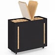 ID MARKET - Double réservoir à granulés 60 kg noir et bois rangement à pellets et accessoires 73 x 30 x 60 cm - vignette